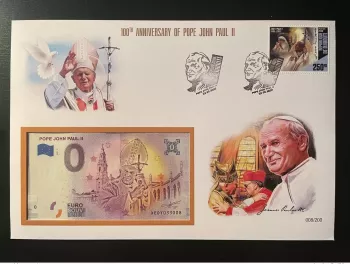 Euro Souvenir banknote Cover Pape Pope Jean Paul II 100 Ans Vatican Djibouti