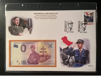 Euro Souvenir banknote Cover Général De Gaulle Appel 18 Juin 130, 80, 50 Ans