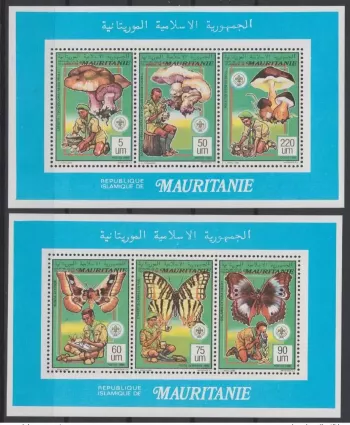 Mauritanie 1990 / 1991 Mi. Bl. 987 - 992 collectif Scoutisme Papillon Butterfly