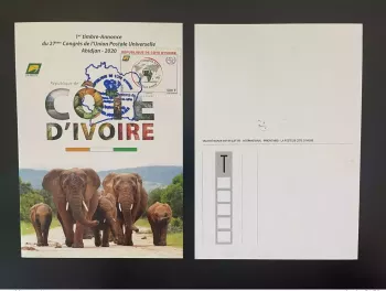Côte d'Ivoire 2018 Mi. 1643 Maxi Carte Congrès UPU Map Abidja 2020 Elephant