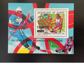 Guinea 2009 Mi. Bl. 1721 Overloaded Calgary 1988 Olympic Games Skiing