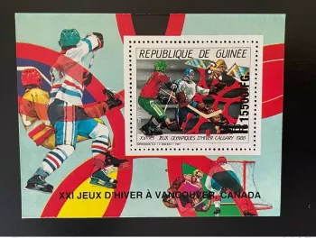 Guinea 2009 Mi. Bl. 1722 Overloaded Vancouver 2010 Olympic Games Hockey