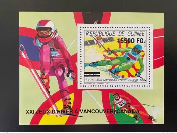 Guinea 2009 Mi. Bl. 1724 Overloaded Calgary 1988 Olympic Games Skiing