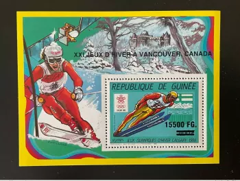 Guinea 2009 Mi. Bl. 1726 Overloaded Vancouver 2010 Olympic Games Skiing