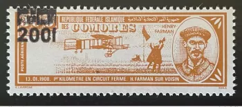 Comoros 1995 Mi. 1107 200F on 300F Airplane Henry Farman Overloaded