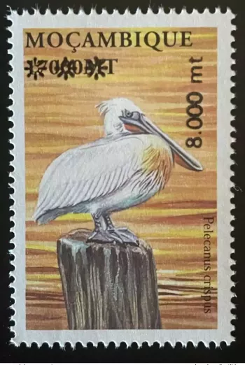 Mosambik 2002/2005 Mi. 2850 - Vogel Pelecanus crispus Aufdruck SELTEN