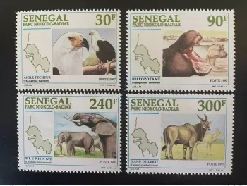Senegal 1997 Mi. 1485 - 1488 Niokolo-Badiar Park Eagle Raptor Elephant RARE MNH