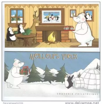 France 2005 souvenir block No. 5 (BF 92) BEST WISHES 2006 PENGUIN BEARS New