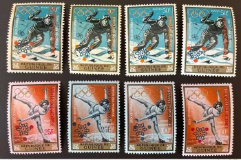 Guinée Guinea 1968 Mi. A-G 465 surchargé Grenoble Jeux Olympiques Hiver Olympia