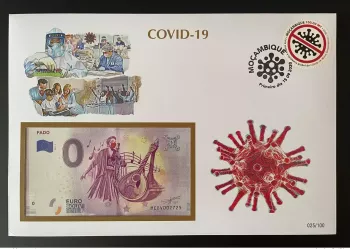 Euro Souvenir banknote Cover COVID-19 pandémie pandemic Fado Mozambique