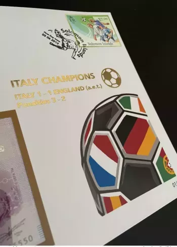 Euro Souvenir banknote Cover Football 2021 Euro 2020 Italie Champion Or Solomon