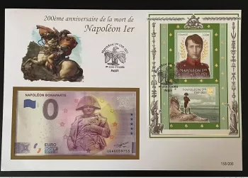 Euro Souvenir banknote Cover France Napoléon 1er Bonaparte 2021 Paris Bloc