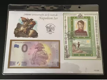 Euro Souvenir banknote Cover France Napoléon 1er Bonaparte 2021 Paris Bloc