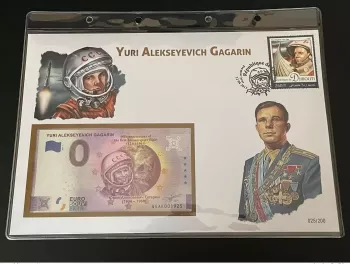 Euro Souvenir banknote Cover Djibouti Youri Yuri Gagarine Gagarin Espace Bloc
