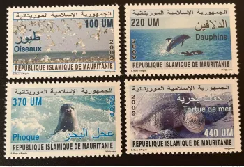 Mauritanie 2009 Mi. 1178 - 1181 Dauphin Oiseaux Birds Turtle faune marine