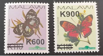 Malawi 2020 Mi. 1052 / 1053 Surchargés Papillons Butterflies bold MNH**
