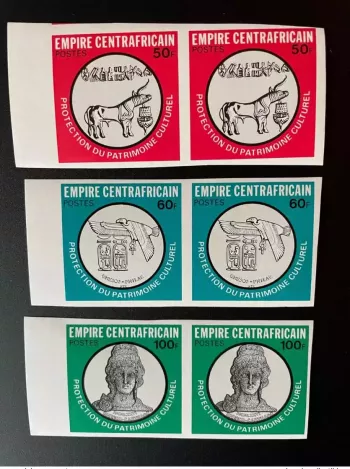 Central African 1978 Mi. D-F 537 IMPERF Protection Cultural Heritage UNESCO Bird