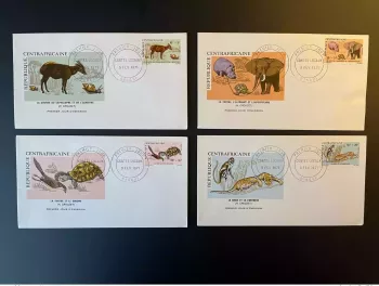 Central African 1971 Mi. 225 - 229 FDC 1st Day Local Tales Wildlife Tortoise