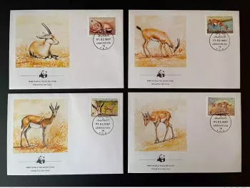 Libye 1987 Mi. 1753 - 1756 FDC WWF Animals Protection Gazella Leptoceros
