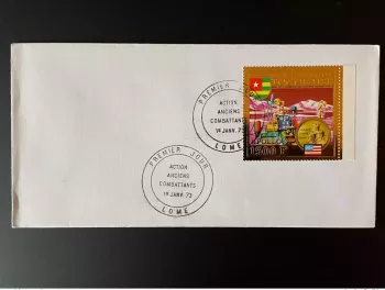 Togo 1973 Mi. Bl. 73 FDC 1er Jour Cover Or Apollo 17 Espace Anciens Combattants