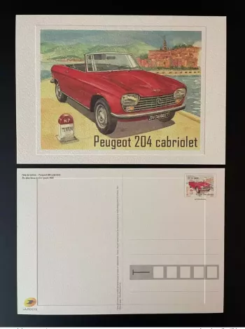 France 2021 Entier Peugeot 204 Cabriolet Carte Premium Route N7 Voiture Fête