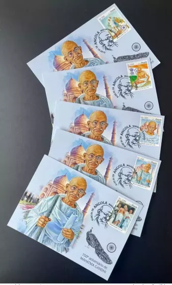 Angola 2019 Mi. ? Carte Maximum Maxi Card Mahatma Gandhi India Taj Mahal Oiseau