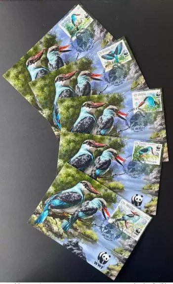 S. Tomé et Principe 2014 Mi. 5659 - 5663 Carte Maximum WWF Panda Oiseau Alcyon