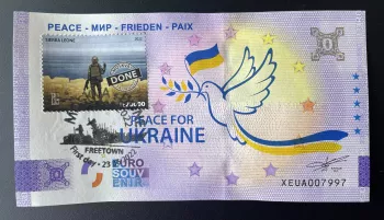 Peace - Frieden - Paix timbré et tamponné "Boris Groh Russian Warship DONE"