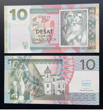 2019 Matej Gabris 10 Korun Mikulas Galanda Kastiel Moravany UNC SPECIMEN ESSAY