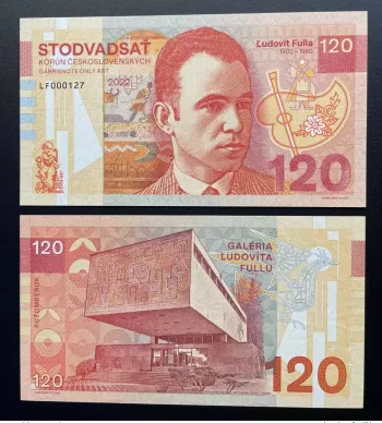 2022 Matej Gabris 120 Korun Czechoslovakia Ludovit Fulla UNC SPECIMEN ESSAY