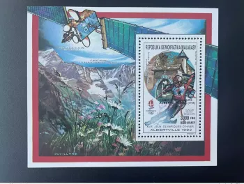 Madagascar 1992 / 1993 Mi. Bl. 224A Or Surch. Jeux Olympiques Hiver Albertville