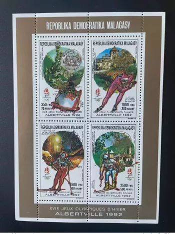 Madagascar 1992 / 1993 Mi. 1547 - 1550A Klb Or Jeux Olympiques Hiver Albertville