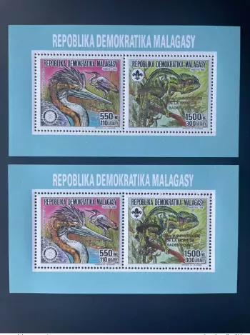 Madagaskar 1993 Mi. 1534 1535Aa b Klb Gold Silber Scouts Baden-Powell Lions