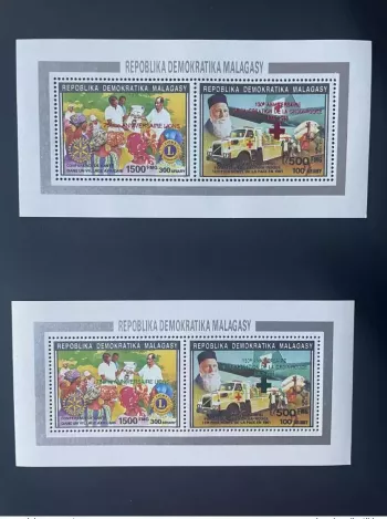 Madagascar 1993 Mi. Bl.? Red Green Henri Dunant Cross Lions Rotary