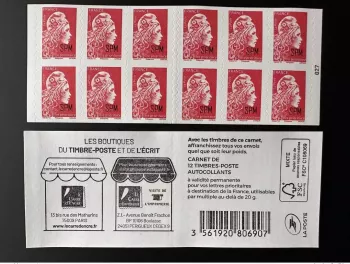 SPM France 2022 Booklet MH Carnet 12 TP Marianne l'Engagée Yseult Adhésif 667ex