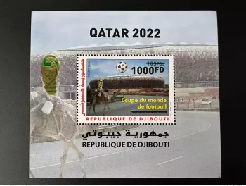 Djibouti 2022 Surchargé Gold Mi. Bl. 165 S/S Bloc FIFA Qatar Coupe du Monde