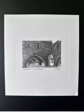 France 1986 Gravure Epreuve Claude Durrens Monpazier Les Cornières ITVF 21 x 19