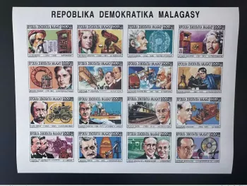 Madagascar 1990/ 1993 Mi. 1478 - 1493 IMPERF Klb Gutenberg Newton Wright Benz