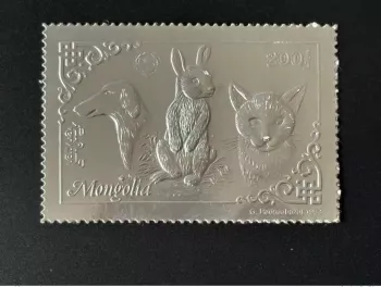 Mongolia 1993 Mi. 2474 A Silver Rotary Lions Dog Cat Rabbit