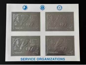 Mongolie 1993 Mi. 2476 A Klb M/S Argent Rotary Lions Panda Papillon Chouette