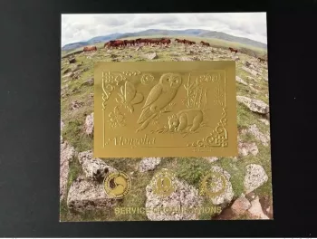 Mongolie 1993 Mi. Bl. 226 Or Gold Rotary Lions Butterfly Panda Papillon Chouette
