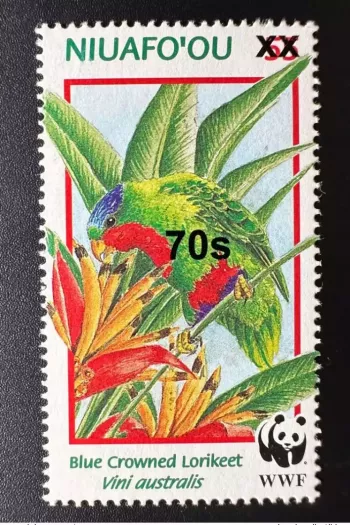 Niuafo'ou 1998/2010 Mi.327 WWF Aufdruck Blaukappen-Lorikeet Vogel