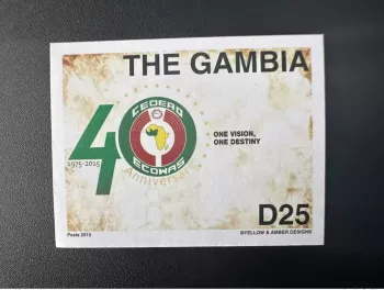 Gambie 2015 ND Imperf Emission commune Joint Issue CEDEAO ECOWAS 40 ans 40 years