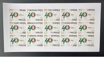 ULTRA RARE Luxusprobe 15 Länder 2015 Gemeinschaftsausgabe ECOWAS 40 Jahre