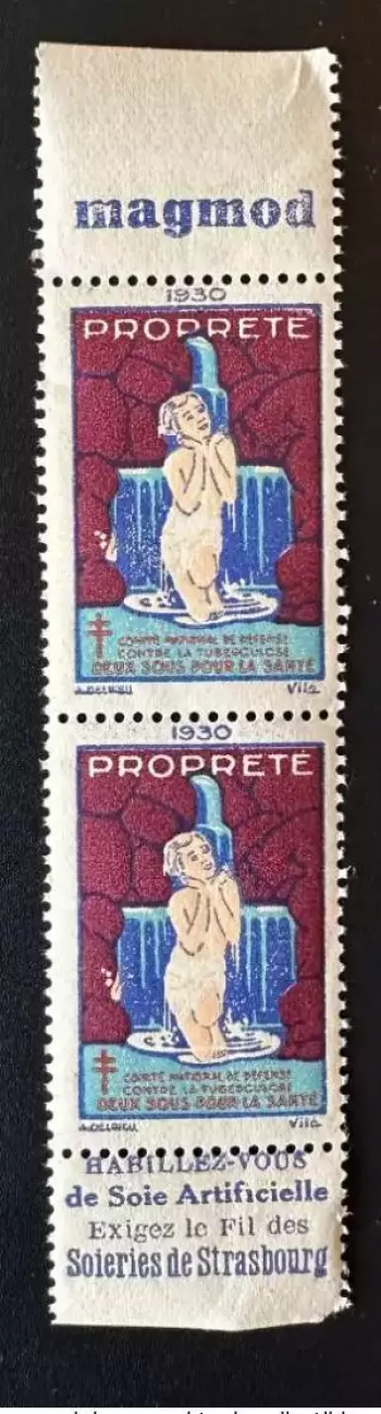 France 1930 Antituberculeux Tuberculose Propreté Magmod Soieries de Strasbourg
