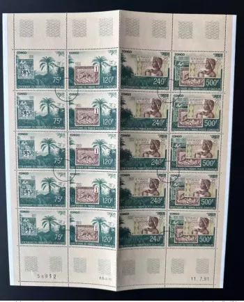 Kongo 1991 Mi. 1270-1273 ANNULÉ 100 Jahre Kongol. Briefmarke