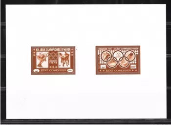 Comores 1976 Mi. 273 - 274 Epreuve d'Artiste Collective JO Hiver Innsbruck