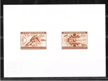 Guinée 1984 Mi. 1010 - 1011 Epreuve d'Artiste Sarajevo Jeux Olympiques Ski