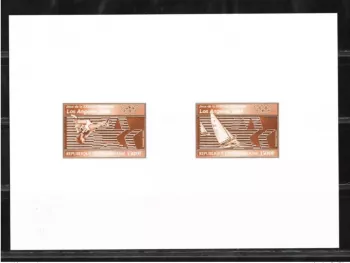 Central African 1983 Mi. 968 - 969 Artist's proof JO Los Angeles Sailing 1984