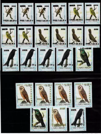S. Tomé & Príncipe 2008/2009 Mi. 3946-3969 Vögel Aufdruck Fauna